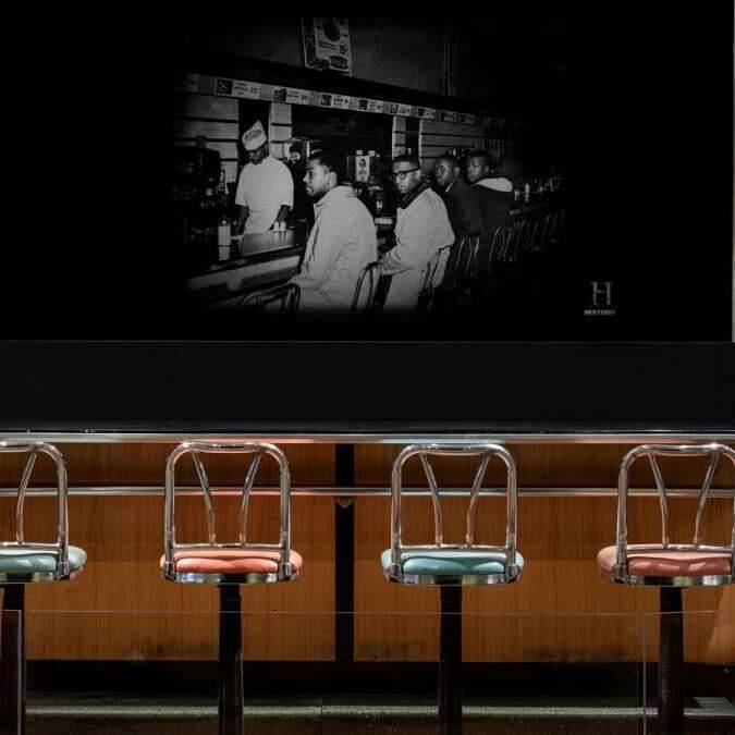 virmuze exhibit Greensboro Lunch Counter Stools logo main