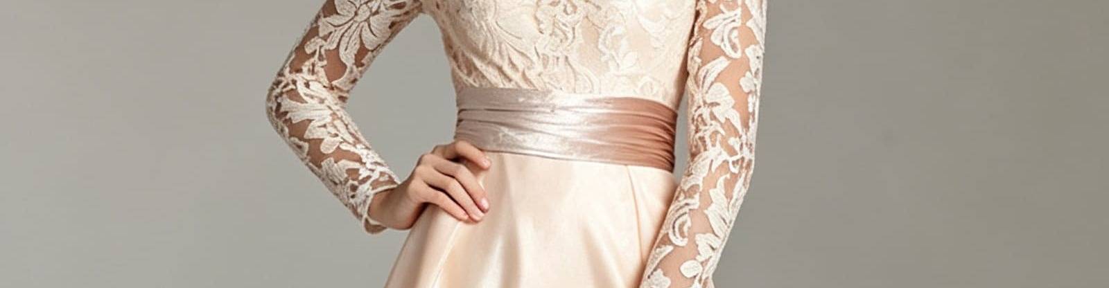 virmuze exhibit Champagne Off-Shoulder Lace Gown LFNC0010 | Black Tie Evening logo main banner