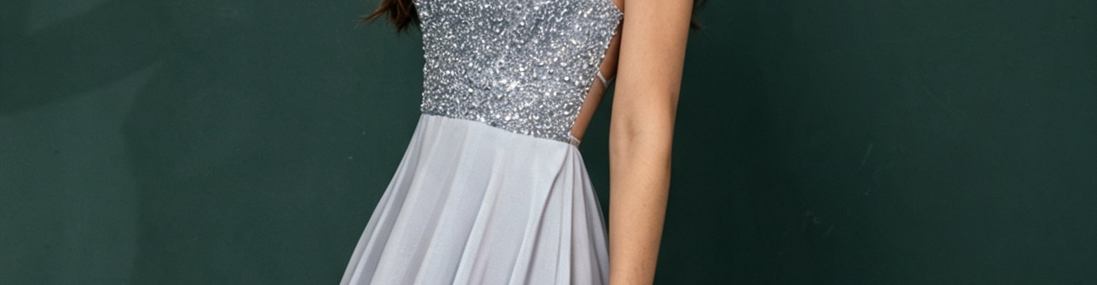 virmuze museum Short Silver Beaded Chiffon Homecoming Dress main banner